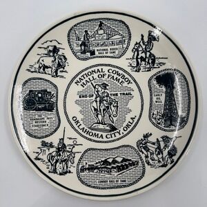 Vintage National Cowboy Hall of Fame Ironstone Plate Oklahoma City Route 66 9in